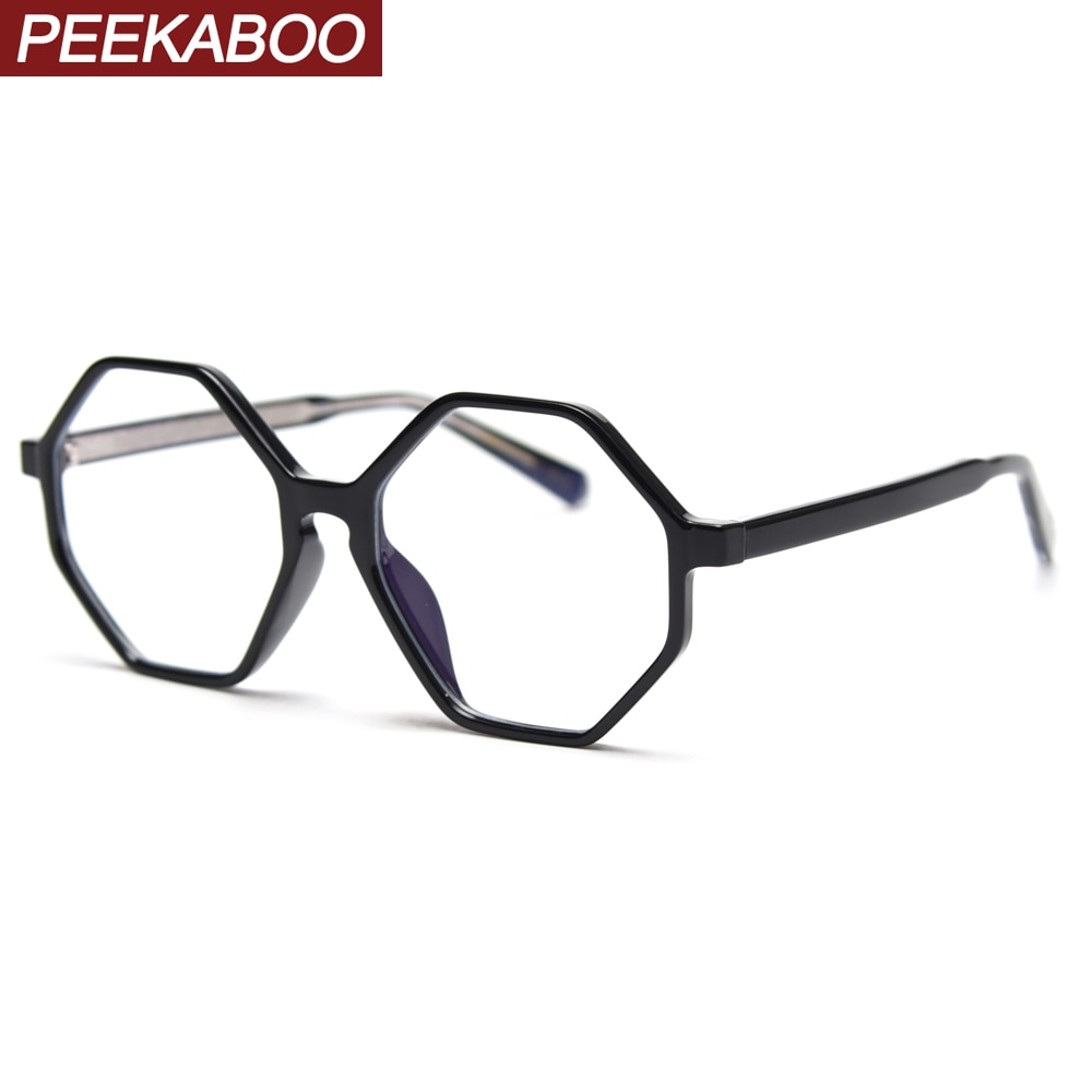 Peekaboo – lunettes octogonales tr90 pour femmes, verres optiques rétro à grande monture, polygone transparent noir