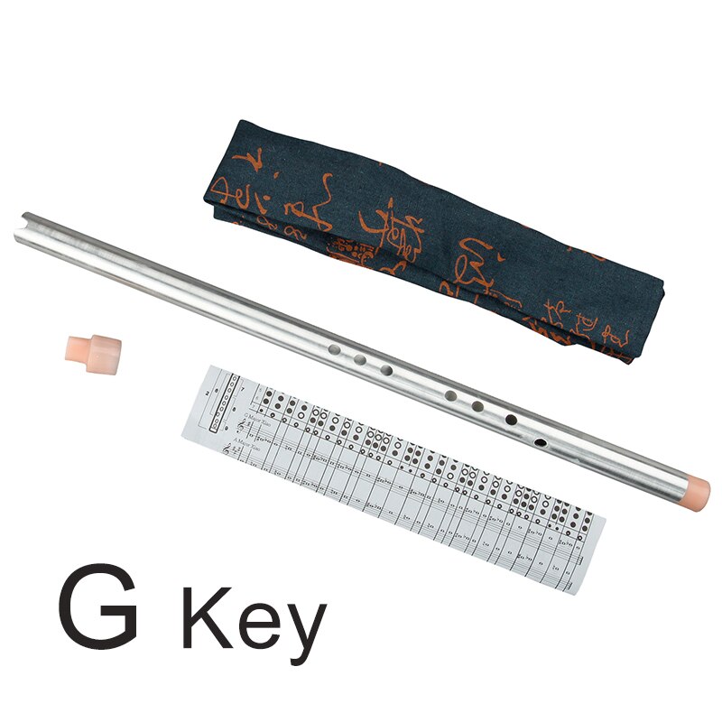 Klassieke Verticale Fluit Aluminium Metalen Xiao Mond Stuk Inclued Muziekinstrument Professionele Fluit Voor Beginner: G KEY silver