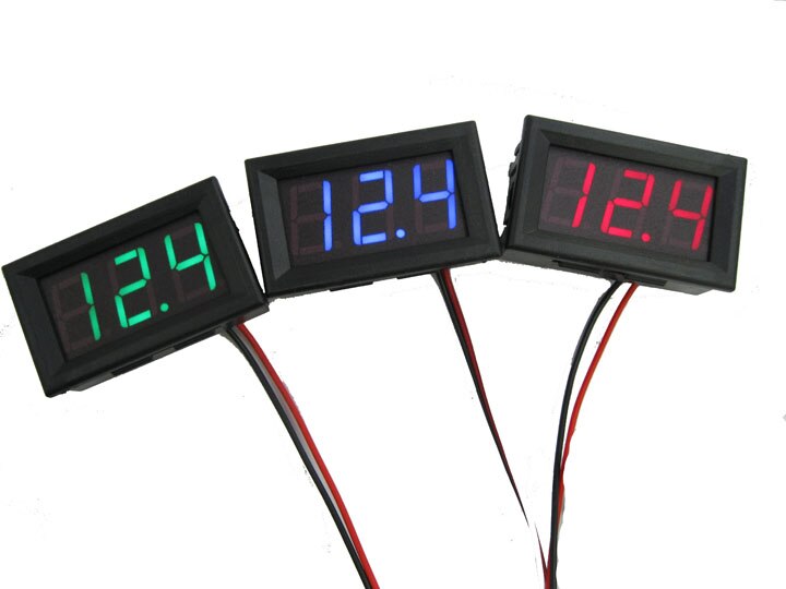 1 pc DIY Mini Voltmeter Tester Digitale Voltage Test Batterij DC 0-30 V 0-100 V 3 draden Rood Groen Blauw voor Auto LED Display Gauge