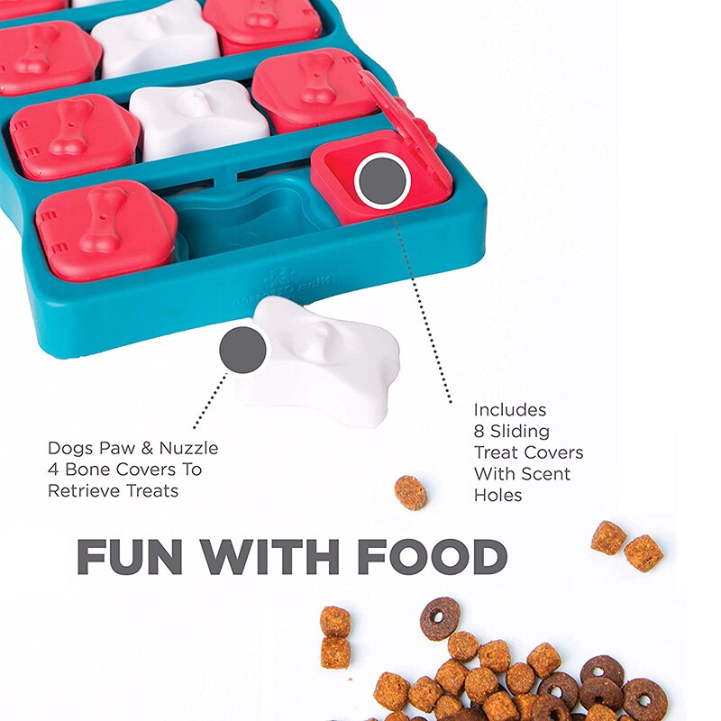 Caja del Tesoro móvil con fuga de comida, puzle interactivo para perros y cachorros, juguete de inteligencia, diversión, gran