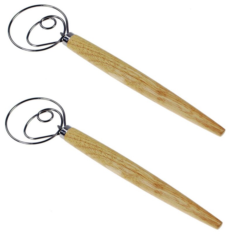 Mezclador de harina , batidor de huevos mezclador de harina de pan de metal, accesorios de manejo de la licuadora de madera para hornear, 2 paquetes