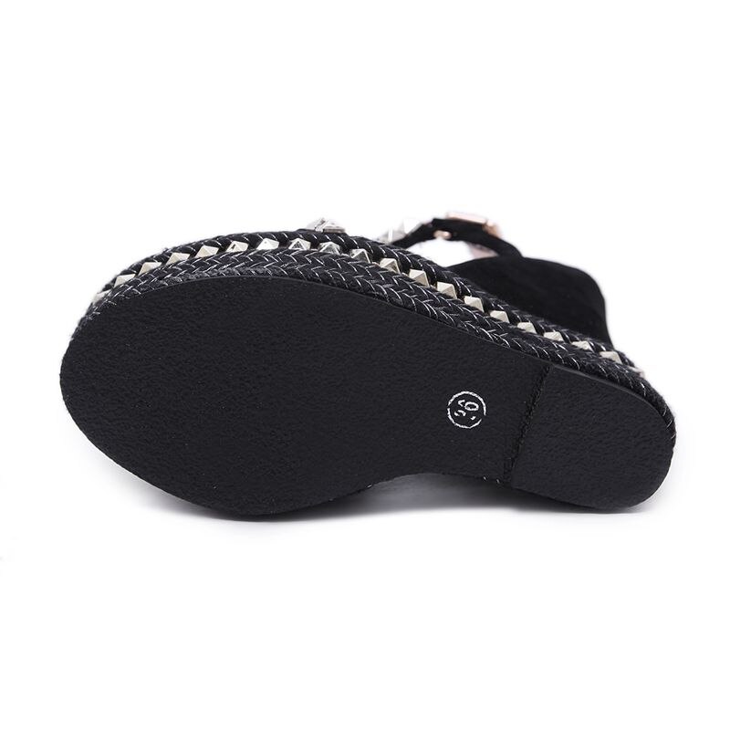 DiJiGirls sandales à talons compensés chaussures femmes talons hauts plate-forme compensée Rivet sandales Street Beat Party chaussures été pompes taille 9