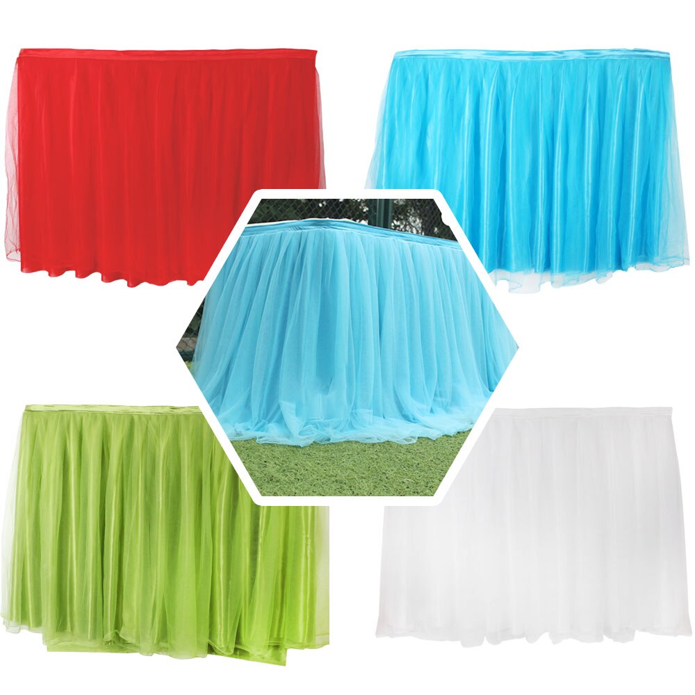 Hilife party tyll tutu 75*100cm multi färger bordskjol bröllopsfest dekoration med 3 bordsklämmor