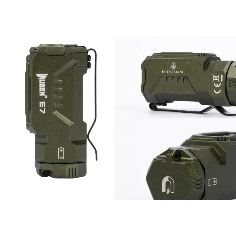 Wuben  e7 bedste genopladelige pandelampe 1800 lumen inklusive et 26650 batterier - grøn