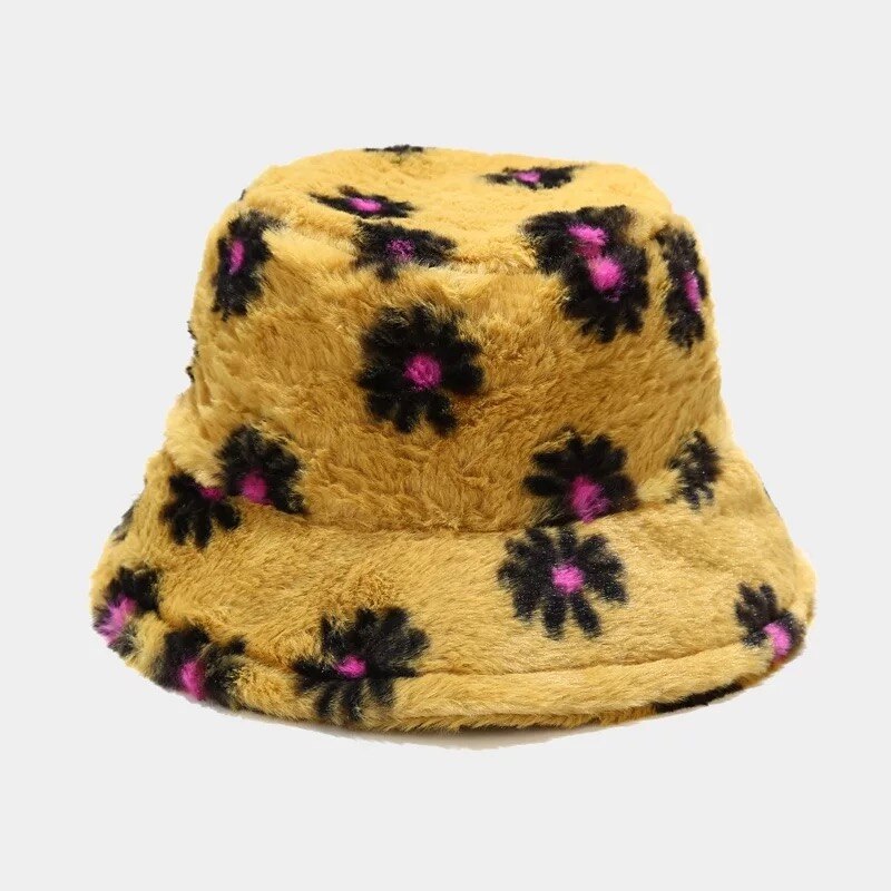 Chapeau seau à motif marguerite pour fille, Bob casquette Panama pour pêcheur, garde au pour l&#39;extérieur, automne et hiver: Yellow black