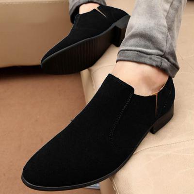 Qwedf britisk stil mænd sko åndbare mænd kjole sko slip on sort brun arbejdsformelle sko til mænd sy -25: Sort / 8.5