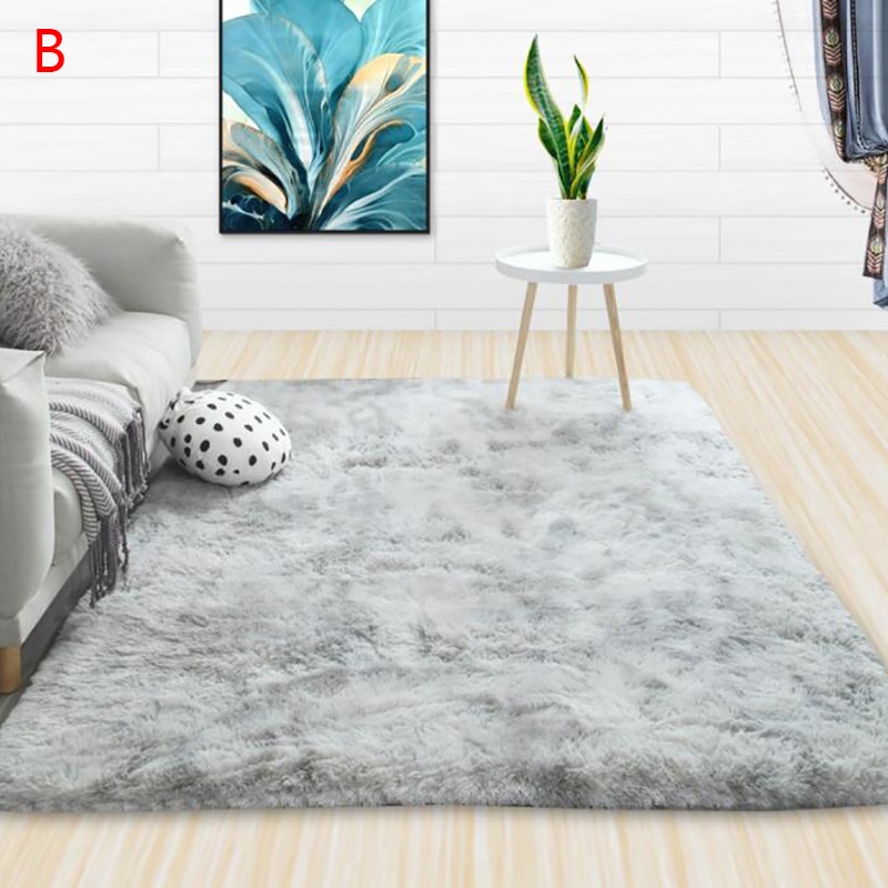 Plush Carpet for Living Room Fluffy Rug Thick Bed Room Carpets Anti-slip Floor Gray Soft Rugs Tie Dyeing Velvet Kids Room Mat: B
