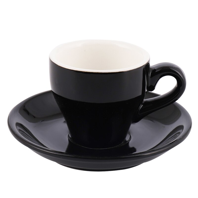 80ml high-grade ceramic coffee cups Coffee cup set Simple European style Mug Cappuccino flower cups Latte: black