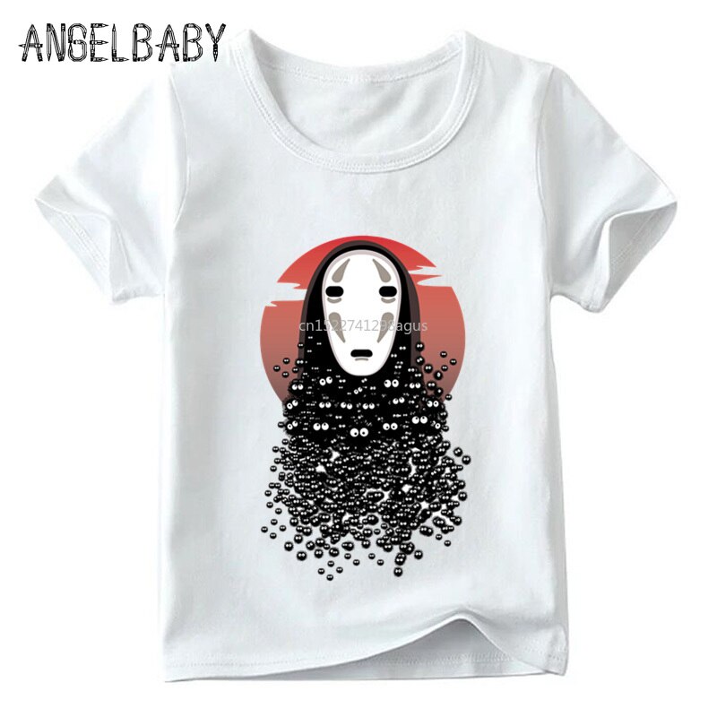 Bambini Anime The No Face Spirit Design divertente maglietta ragazzi/ragazze estate Cartoon top T-shirt bianca morbida per bambini, ooo2268