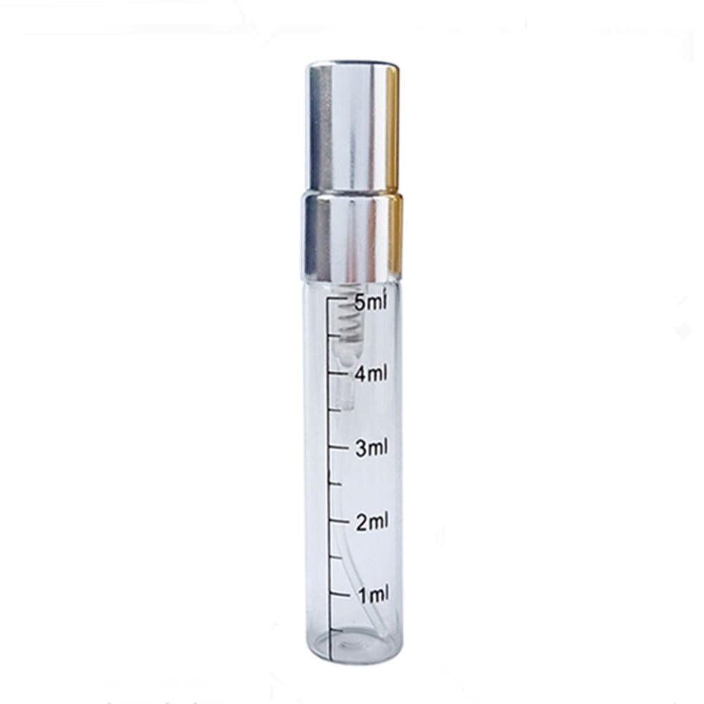 5Ml Glazen Fles Met Schaal, lege Parfumflesjes Verstuiver Spray Flessen Draagbare Reizen Cosmetische Container Make Up Gereedschap 1Pcs: Sliver  5ml