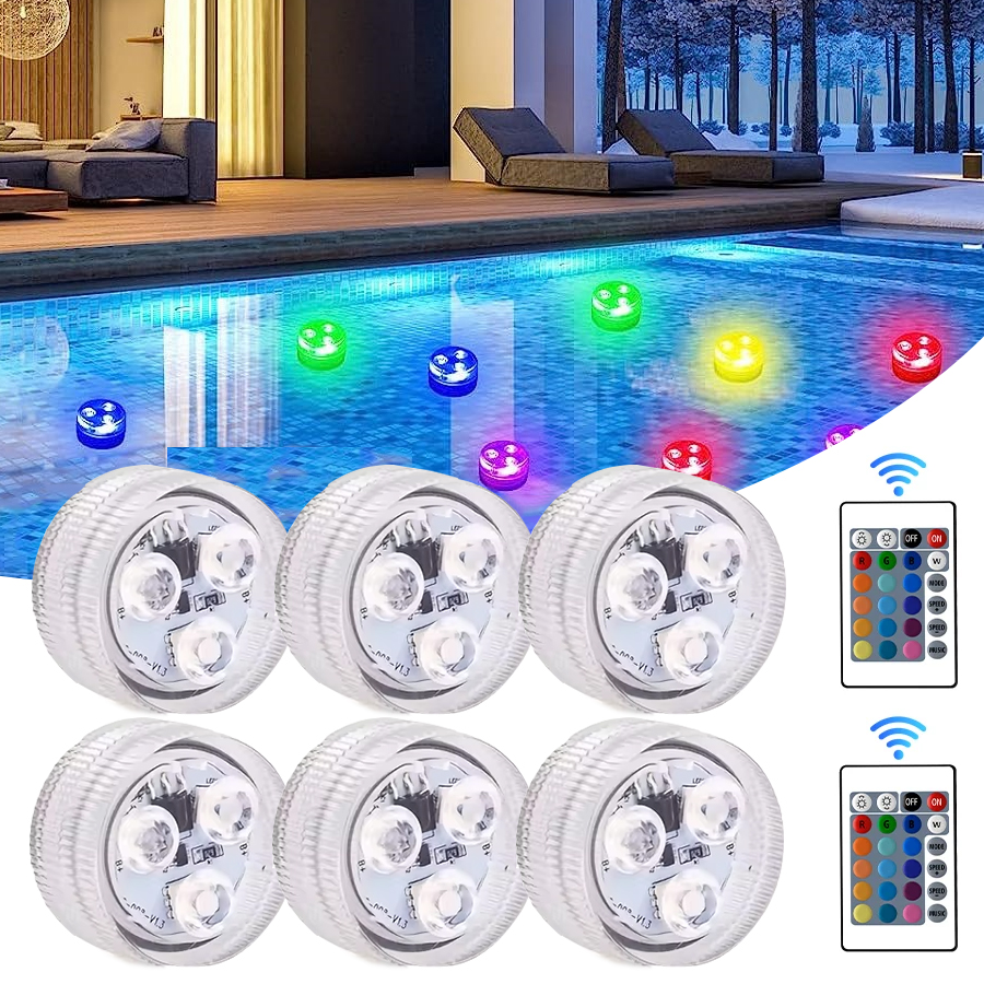 Unterwasser lichter 3LED Tauch-Schwimmbad leuchten mit Farn gesteuerter Schwimmbad leuchte Unterwasser-Farbwechsel-Nacht lampe