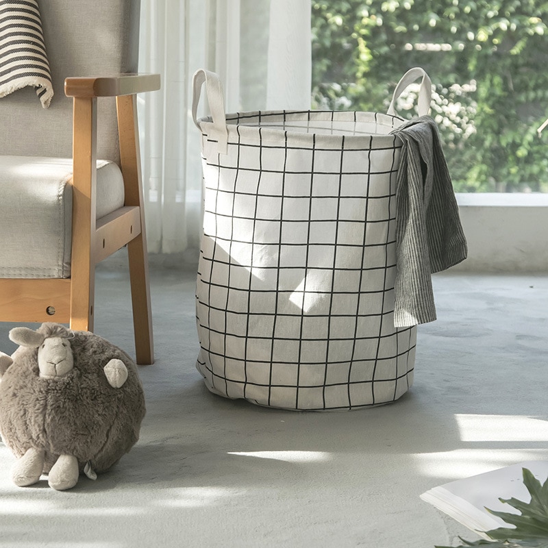 Eenvoudige Plaid Opslag Emmer Vouwen Wasmand Doek Opslag Mand Opbergdoos Thuis Diverse Mand