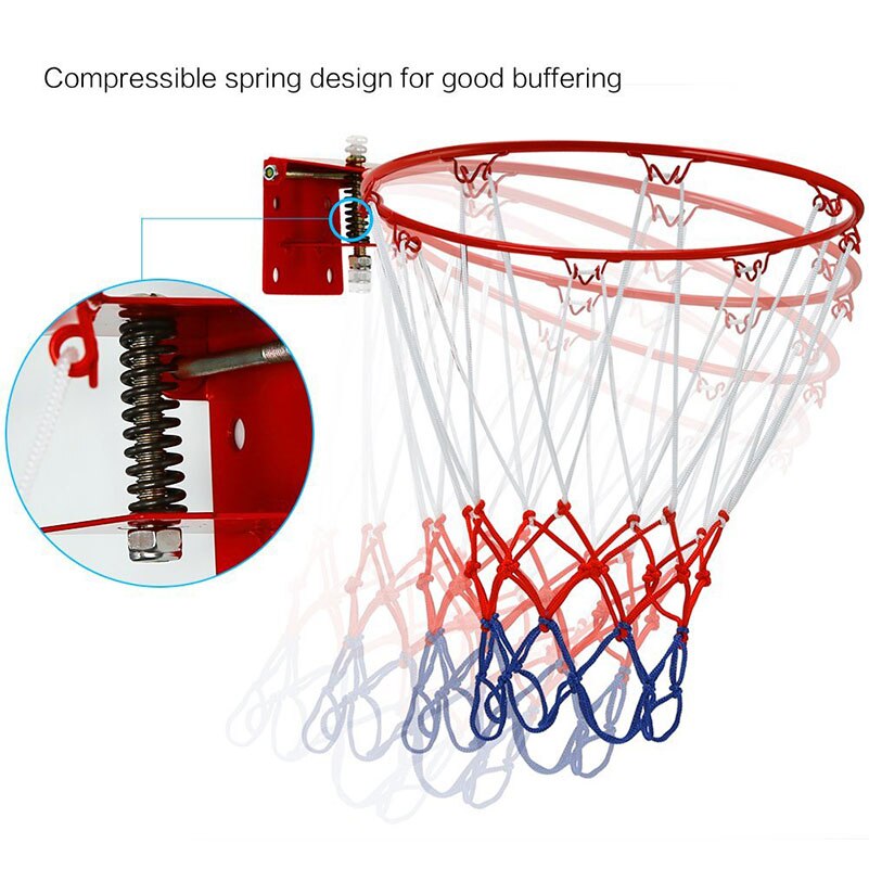 Children Kids 32cm/12.6" Stainless Steel Basketball Ring Hoop Net Backboard with 20cm/8" Rubber Ball and Wall Bracket