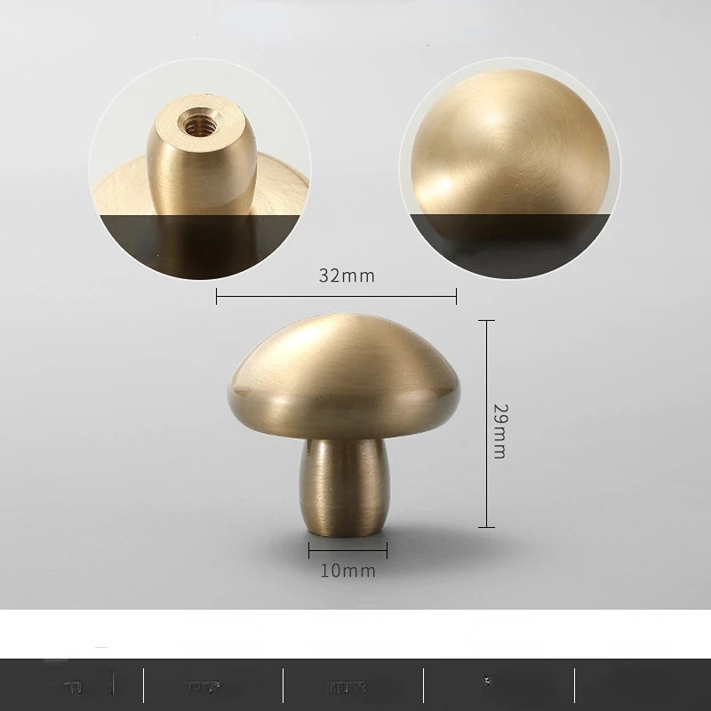 Brass Furniture Handles for Cabinets and Drawers Golden Bright Round Brushed Nordic Luxury Wardrobe Dresser Pull Door Knobs