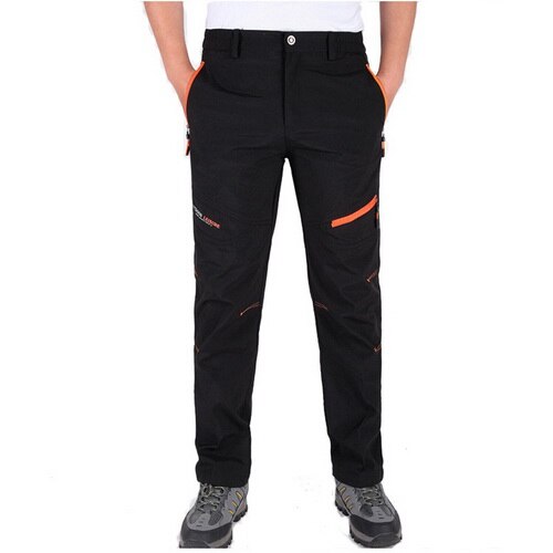 LoClimb Men's Outdoor Hiking Pants Men Camping/Climbing/Trekking Pants Male Spring Thin Quick Dry Trousers Fishing Pants AM406: black / Asian Size 2XL
