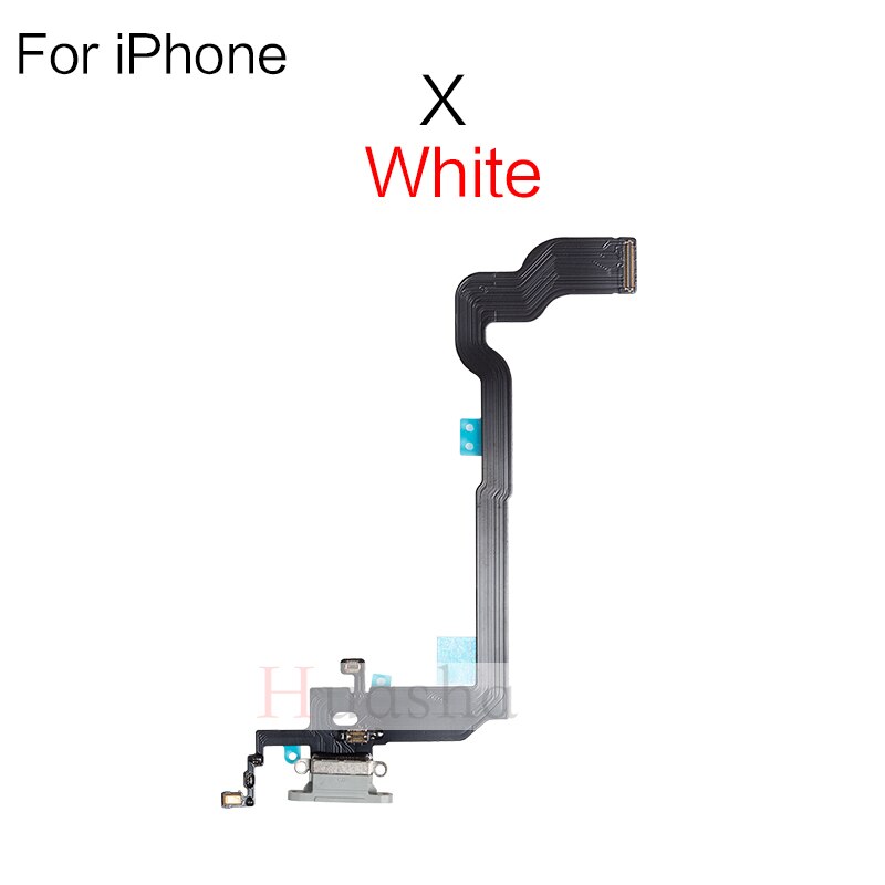 Connecteur de chargeur USB pour iPhone 7 8 Plus X XR XS max, câble flexible avec Microphone et prise Audio pour casque, 1 pièce: X White