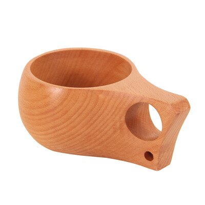 Finland kuksa Traditional Wooden Cup Outdoor Camping Drinking Cup Coffee Mug Handmade Nordic Beech Cup Travel Portable: Single Hole