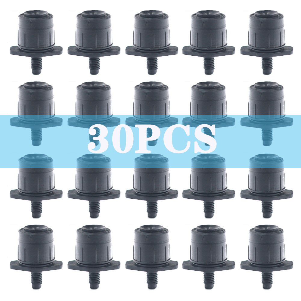 Adjustable 1/4 Irrigation Misting Dripper Sprinkler Head Hose Garden Micro Flow Drip Head Greenhouse Watering Tool for Garden: 30pcs black thread