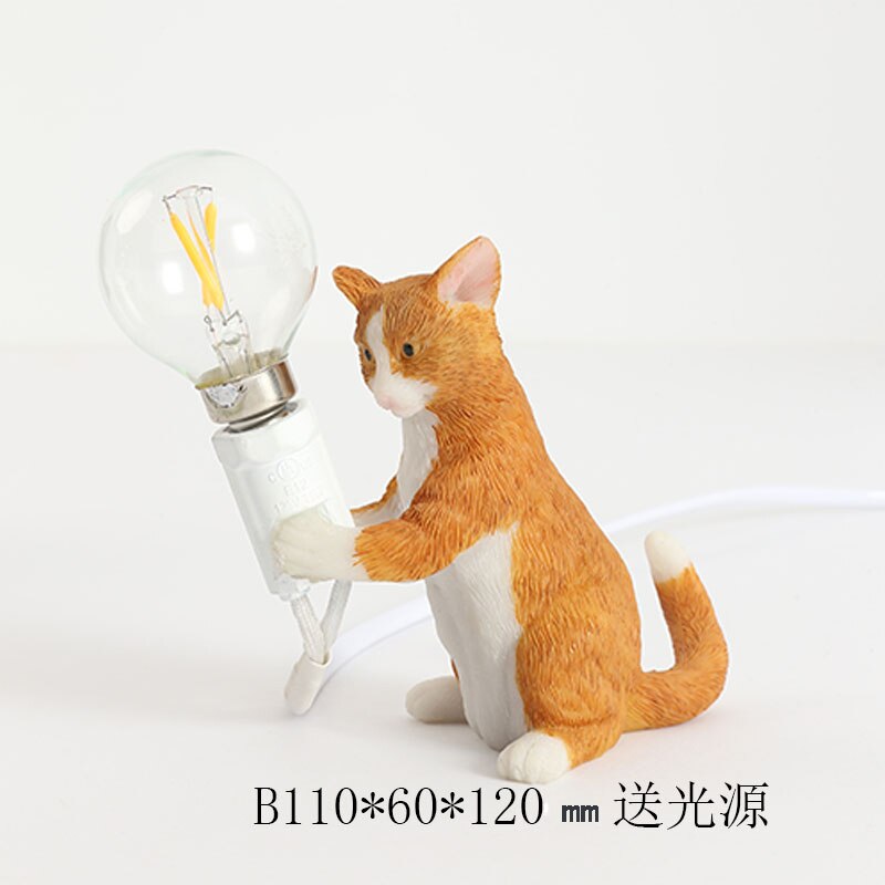 Harpiks kat lampe sort hvid bordlampe home deco bordlampe studie ved siden af lampe levende lampe bordlamper seng lampe kat bordlamper: Orange b