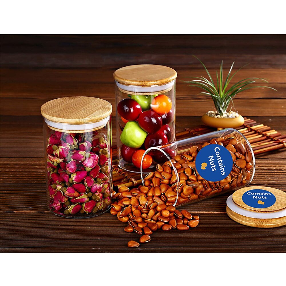 Contains Nuts Labels 1 Inch Round Circle Dots 500 Pcs Per Roll