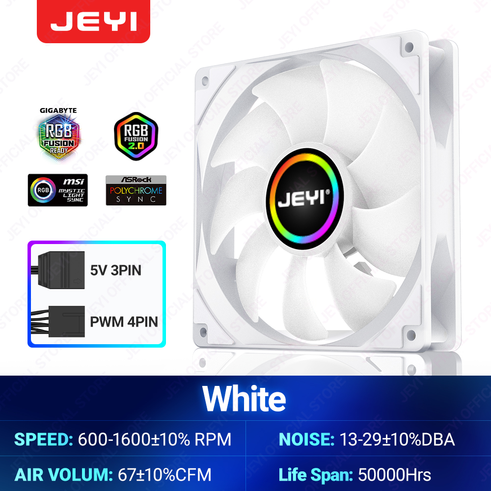 JEYI 120mm PC ARGB Cooling Fan AURA SYNC RGB Computer Fans Ultra Silent Heatsink Ventilador with 4PIN PWM and 5V 3PIN ARGB Port: Blue