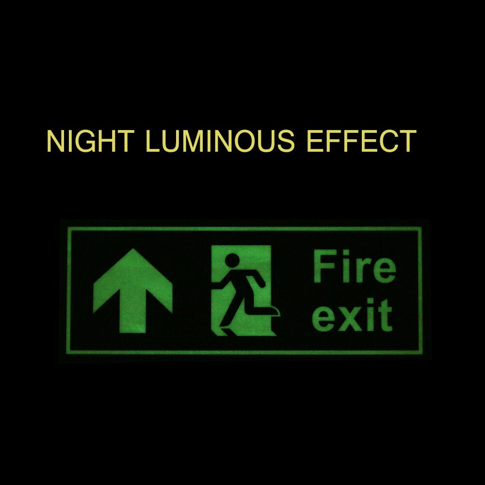 Fire Safety Exit Sign Warning Guidance Signage Luminous Glow In Dark Sticker for Stairway Hallway Hotel Basement Night Vision