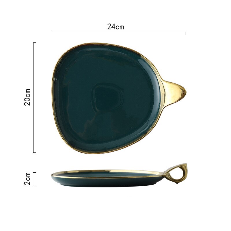 Ceramic Ring Dinnerware Set Bowl Dishes Saucer Combination 11.5inch Plate Green Light Luxury Modern Dinner Set: 9.5in triangle plate