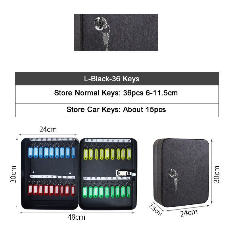 20/28/36 Keys Storage Box Combination Key Lock Multi Keys Classification Organizer Safe Box For Home Office Factory Store: L-Black-Key