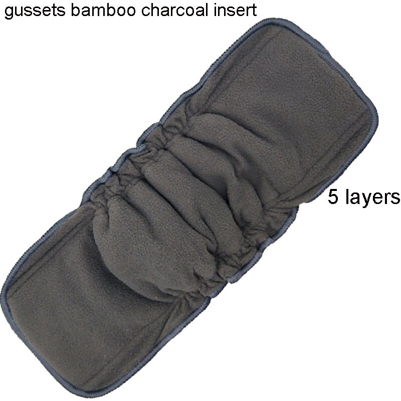 6 Pcs / lot Reusable Washable Diaper Inserts Bamboo Cotton Elastic For Baby Nappies Charcoal Insert Changing Liners For Cover: 6pcs gusset charcoal