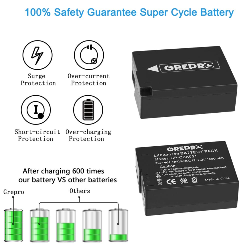 1500mAh DMW-BLC12 DMW BLC12 DMW-BLC12E Battery+ LCD Charger for Panasonic Lumix DMW-BLC12PP, FZ200, G5, G6, G7, GH2, GX8, FZ1000
