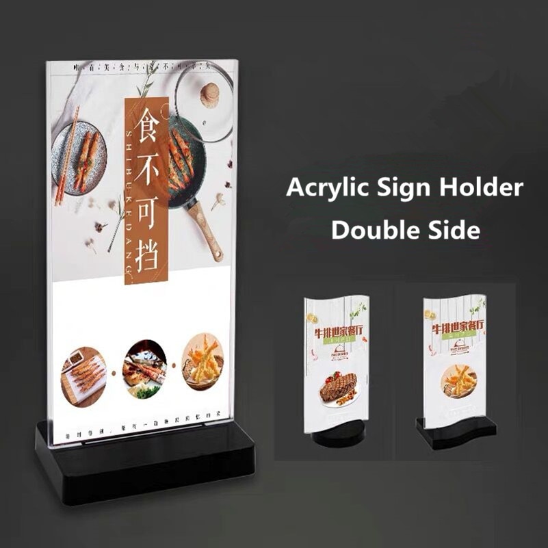 Dobbeltsidet bord roterende akryl menu folder flyer plakat skilt holder display stativ ramme til hotel restaurant skole