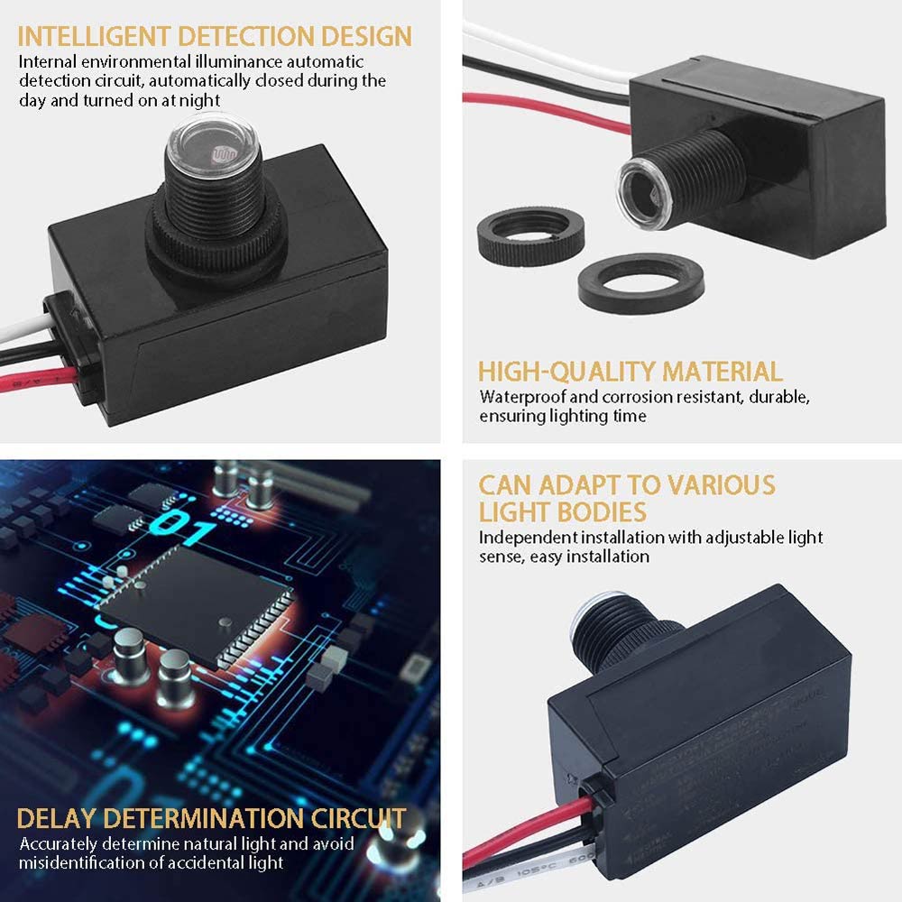 Outdoor Photocell Light Hard-Wired Post Eye Light Controlwitch for Home Sensor Dusk to Dawn Photo Control Sensor Auto on Off