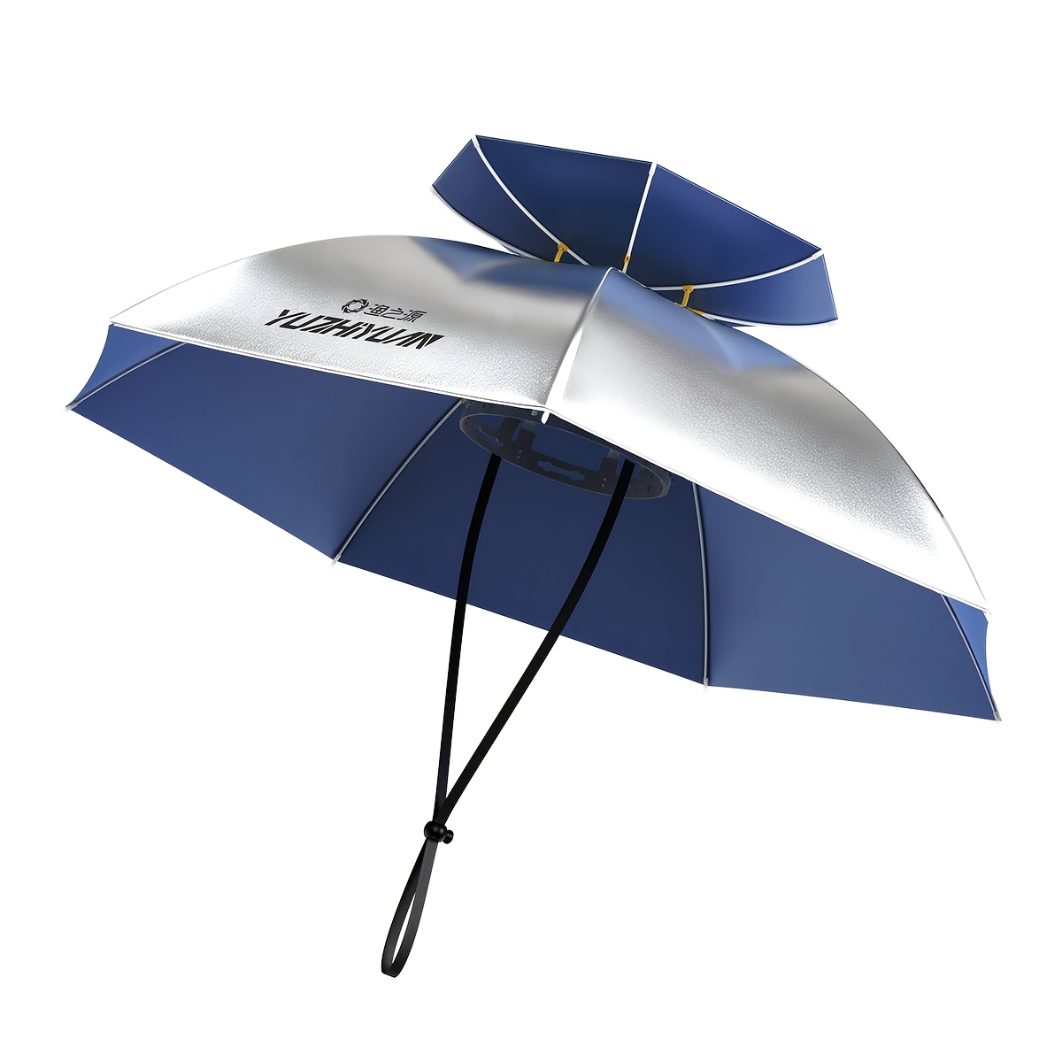 Hoofdgemonteerde zonneparasolhoed | Zilverkleurige lijm met UV-bescherming, handsfree, draagbaar en opvouwbaar voor buitengebruik bij vissen en landbouw