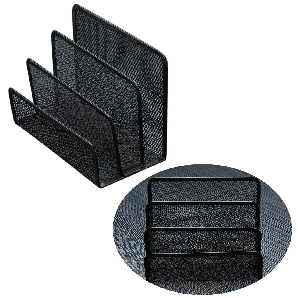 Metal Mesh Practical Lightweight 3 Layers School Office Tray Desk Organizer Easy Storage Black Space Saving File Holder Document