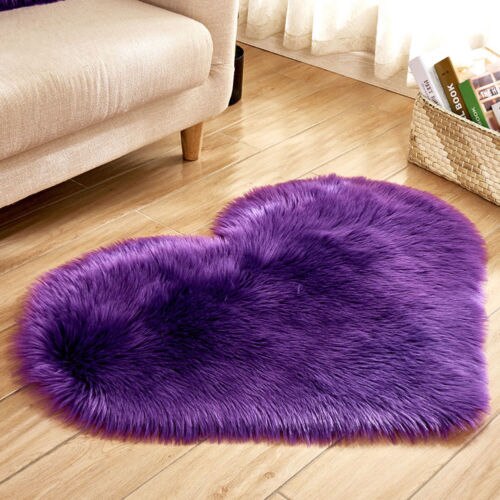 Tapis moelleux en forme de cœur, tapis de sol à poils longs, fausse fourrure douce, tapis poilu pour la maison et la chambre à coucher