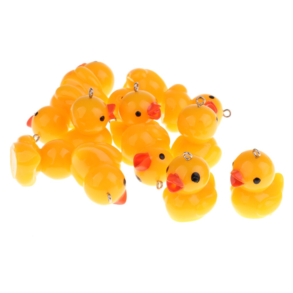 12 Stuks Leuke Gele Eend Model Dierfiguren Sleutelhanger Opknoping Hanger Ornament Diy Maken Accessoires