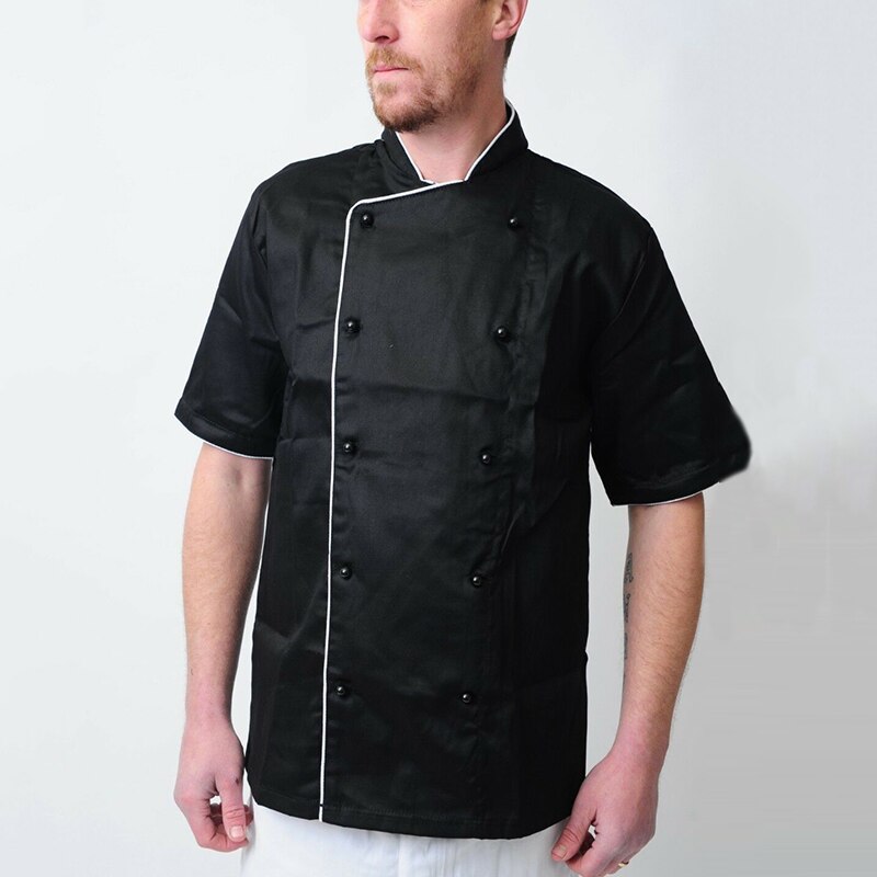 Incerun unisex kock uniform kortärmad dubbelknäppt arbetsjacka ståkrage matservering catering kök servitör toppar 5xl