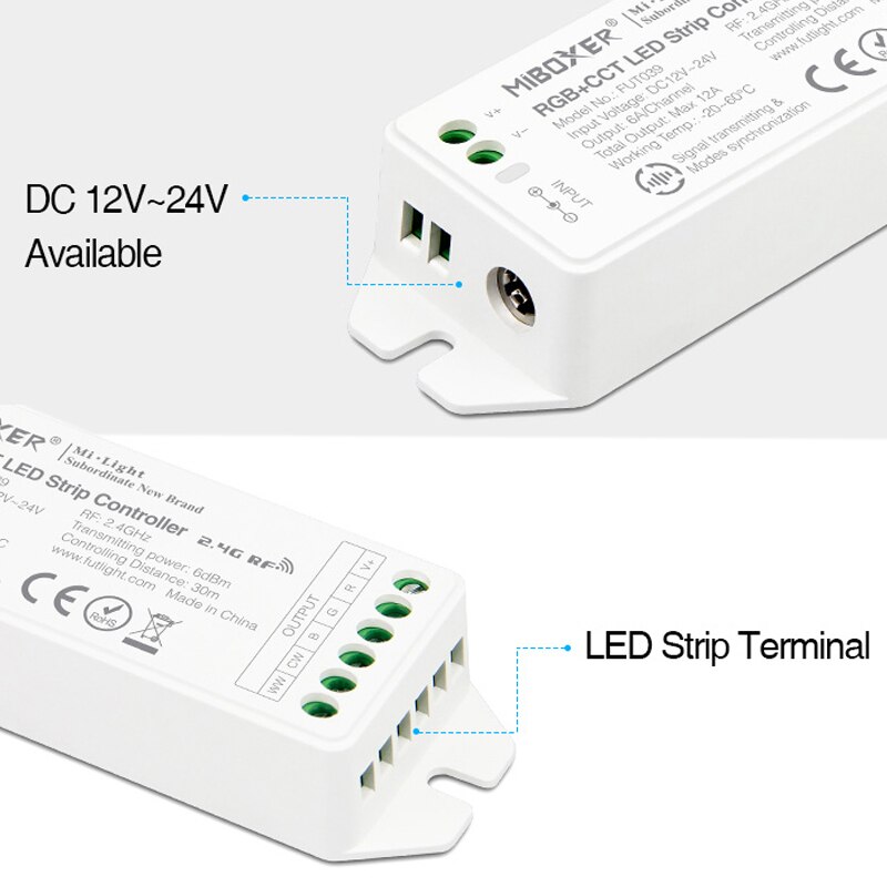 Upgrade 2.4Ghz Rgb + Cct Led Strip Controller DC12 ~ 24V Dimbare Driver 6A/Ch Voor rgb + Cct Led Strip Kan Remote/Voice Control