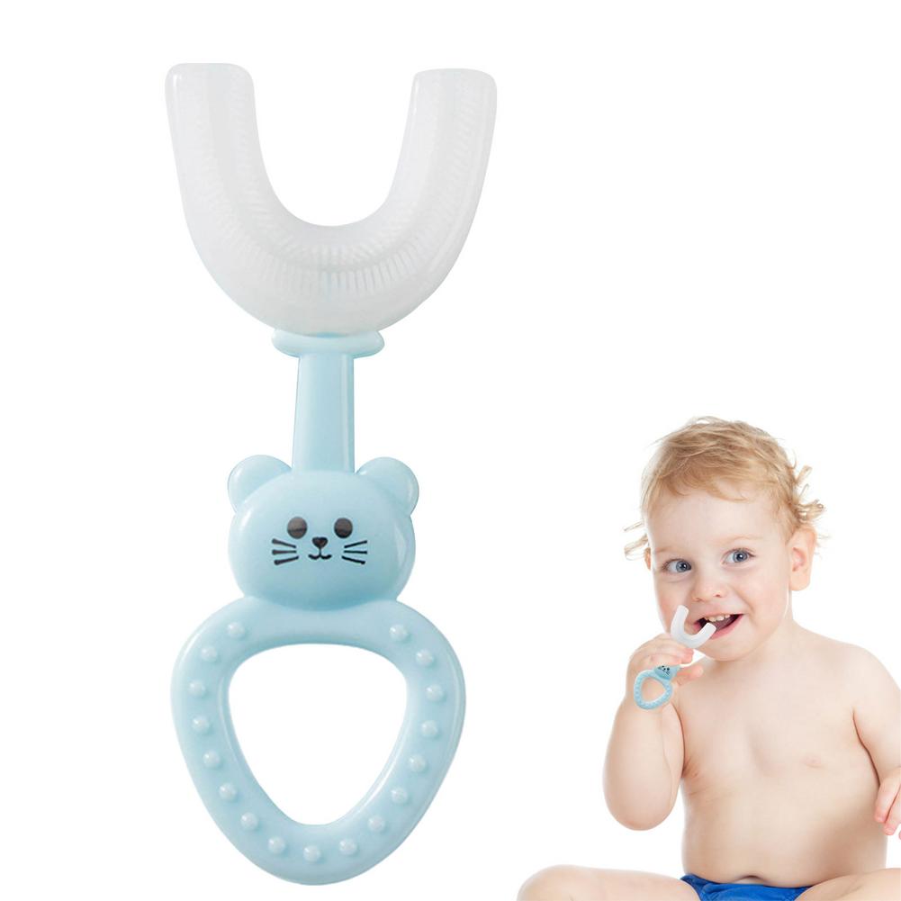 U-vormige Tandenborstel Kids Tandenborstels Handmatige Tandenborstel Orale Cleaning Tools Voor Kinderen Training Tanden Reinigen Hele Mond: Blue