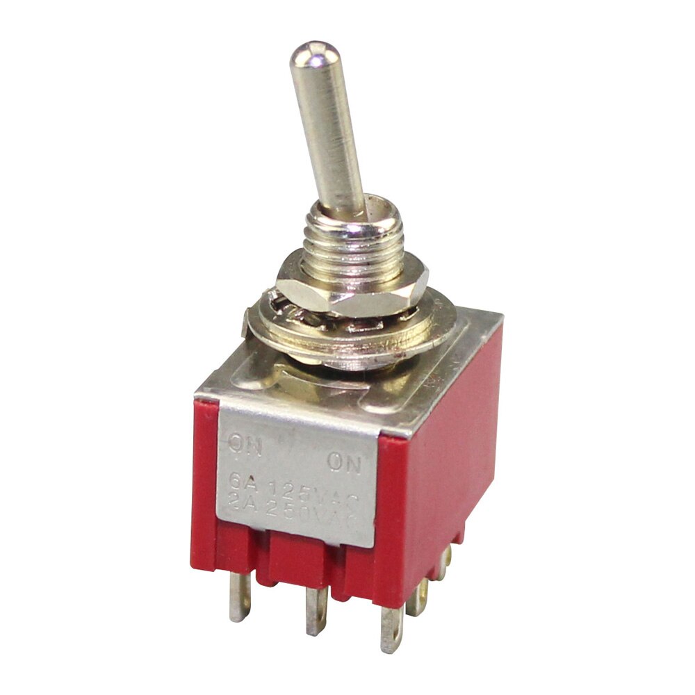 5Pcs Miniature Toggle Switch MTS-302 3PDT 2 Position 9 Terminal ON-ON Red Switches 3 Pole 6A Amps 125VAC 3A 250VAC: Default Title