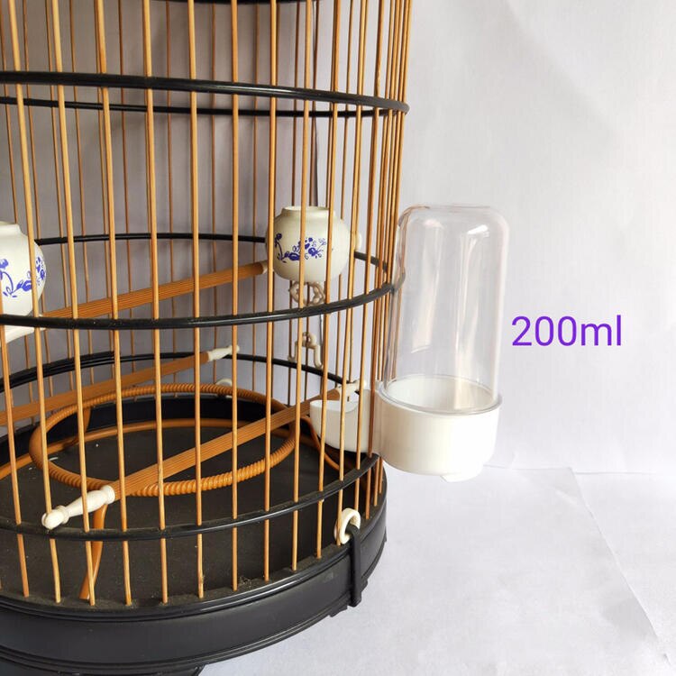 Alimentador de aves de plástico, bebedero automático, bebedero para loro y mascota, tazones para beber, jaula para loro, 1 unidad: White