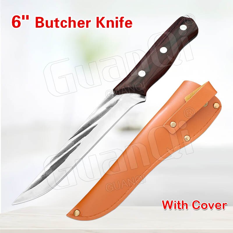 1-3PCS Forged Boning Knife Set Handmade Cleaver Knife Kitchen Knife Wooden Handle Knife for Kitchen Items: Style B with cover