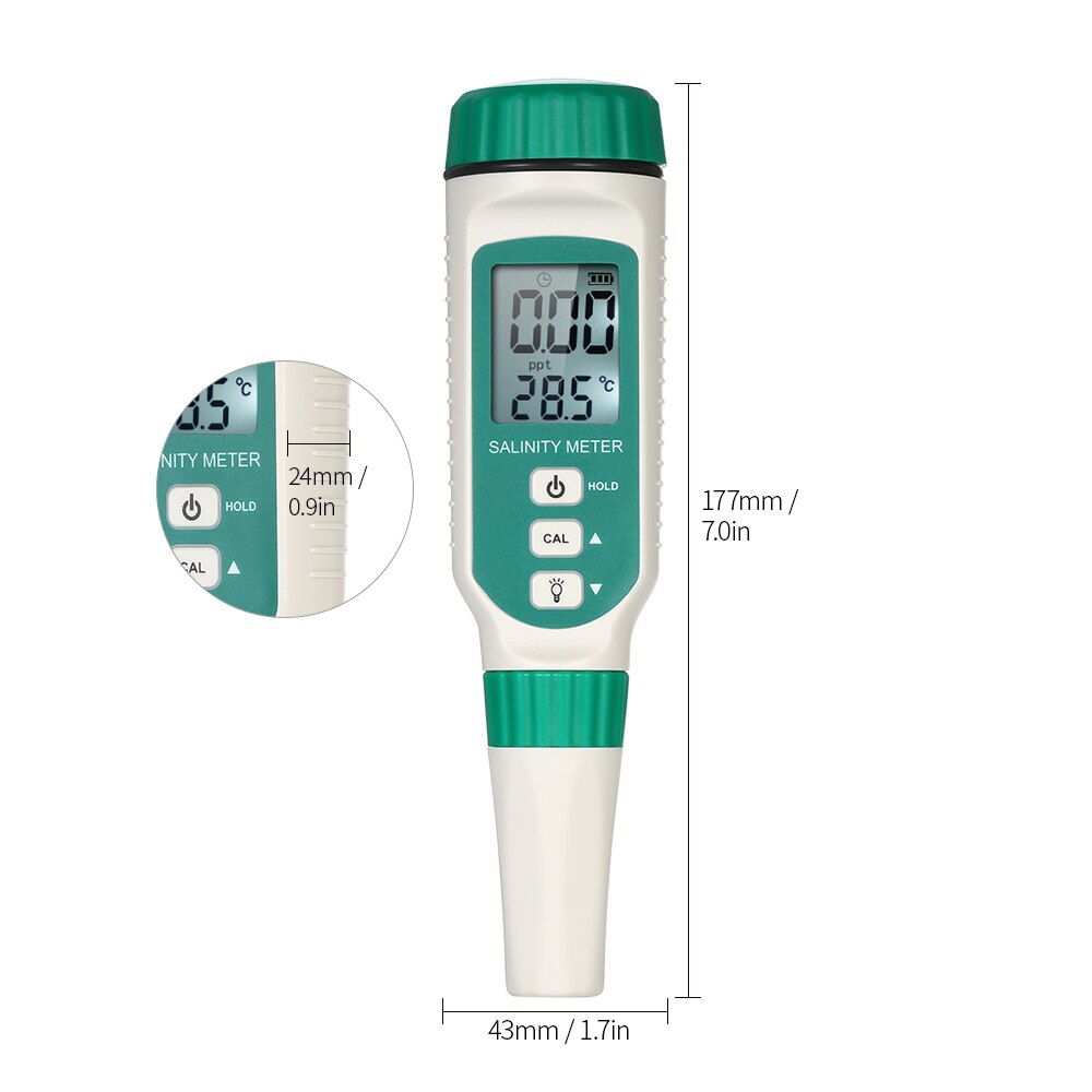 Salinity Meter ATC Salinometer Salt Gauge Salty Brine Meter Seawater Salinity Tester Meter with 0.00ppt-9.99ppt 10.0ppt-50ppt