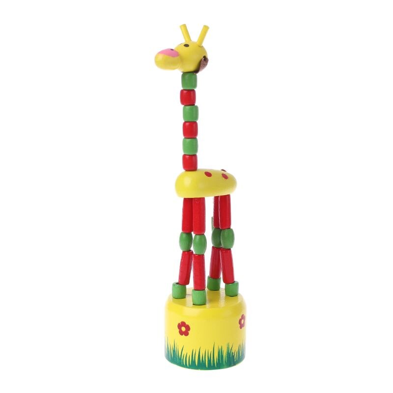 Sjov baby børn intelligens udviklingsmæssig uddannelsesmæssig træ farverig gyngende giraf legetøj dansestand 24be