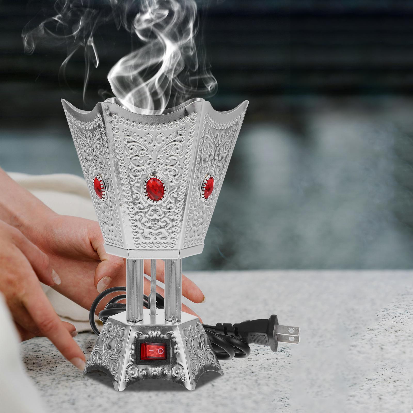 Elektrische wierook retro huishoudelijke elektrische wierookbrander wierookvat ijzeren bakhoor nament led in timer therapie huishoudelijk