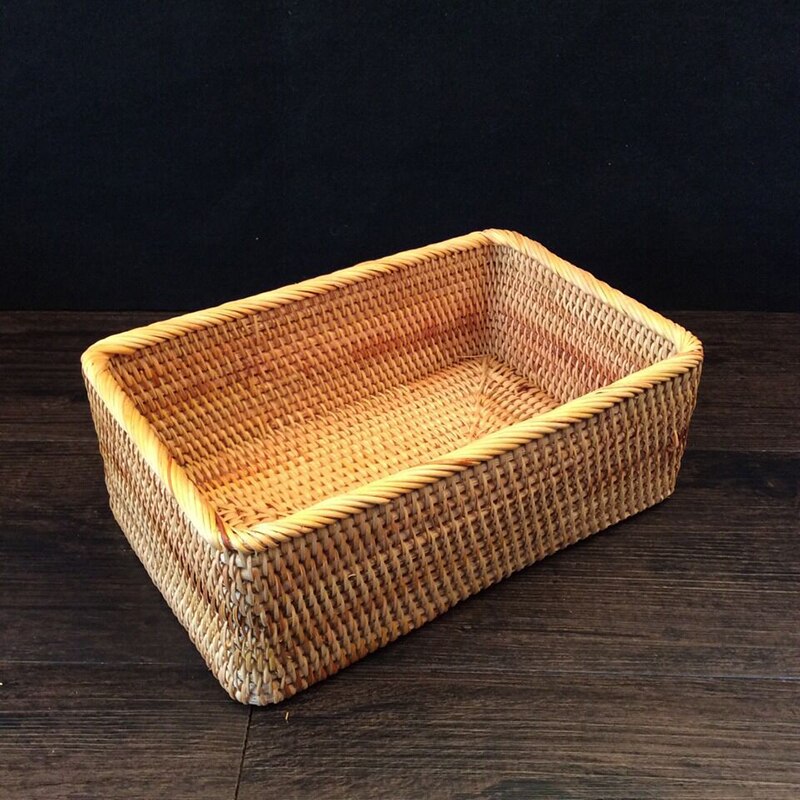 Håndvevde rottingkurver oppbevaringsbokser kurver for organisering av grønnsaksfruktoppbevaringsboks organiser cestas de almacenamiento de: 20 x 13 x 8cm