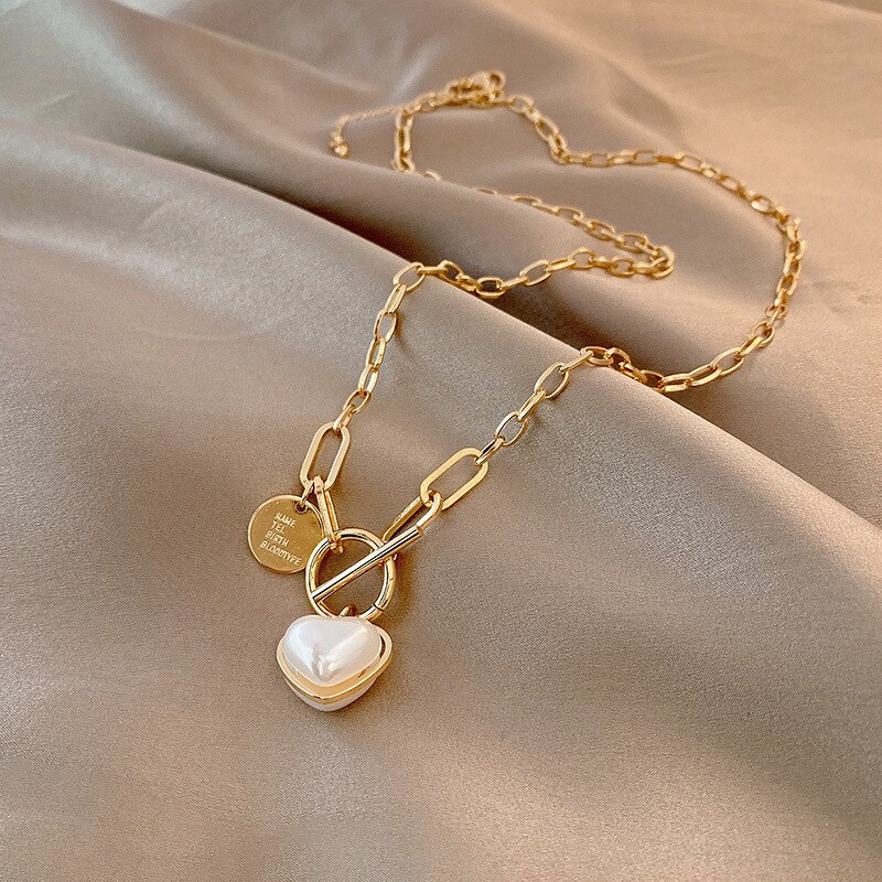 Meyrroyu Rvs Romantische Parel Hart Ketting Voor Vrouwen Ot Toggle Sluiting Ketting Trend Party Mode-sieraden: Default Title