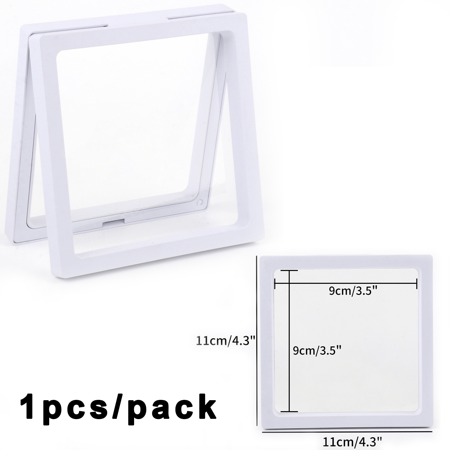 Caja de almacenamiento de joyería de película PE, caja de embalaje 3D, soporte libre de piedras preciosas, marco flotante, membrana, anillo, pendientes, collar, soporte de exhibición: Azul