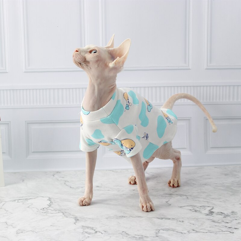 Sfinx devon kat tøj forår sommer bomuld strikket åndbar anti-allergi vest hundetøj til lille hund: Med ærme / Xl