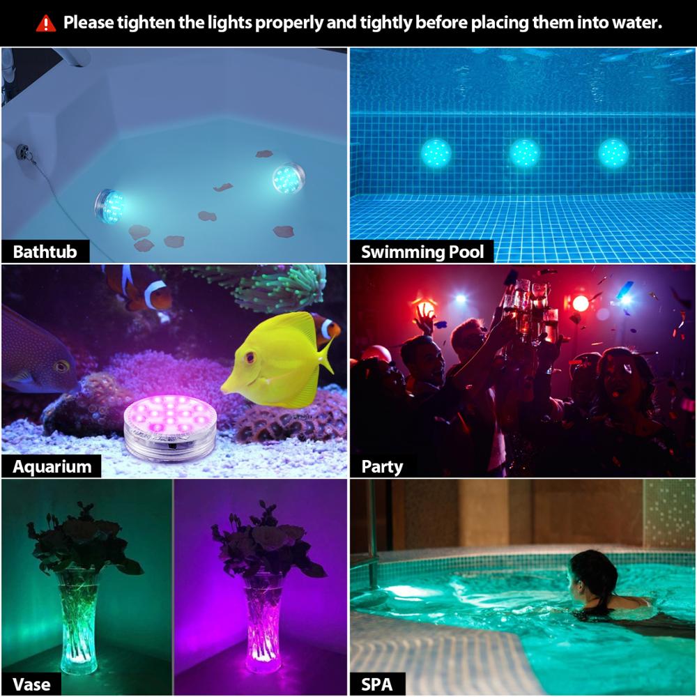28key RF remote distance 50m Magnetic Submersible 13 Led RGB Light with Suction Cup for Fountain Pool Underwater Night Lamp
